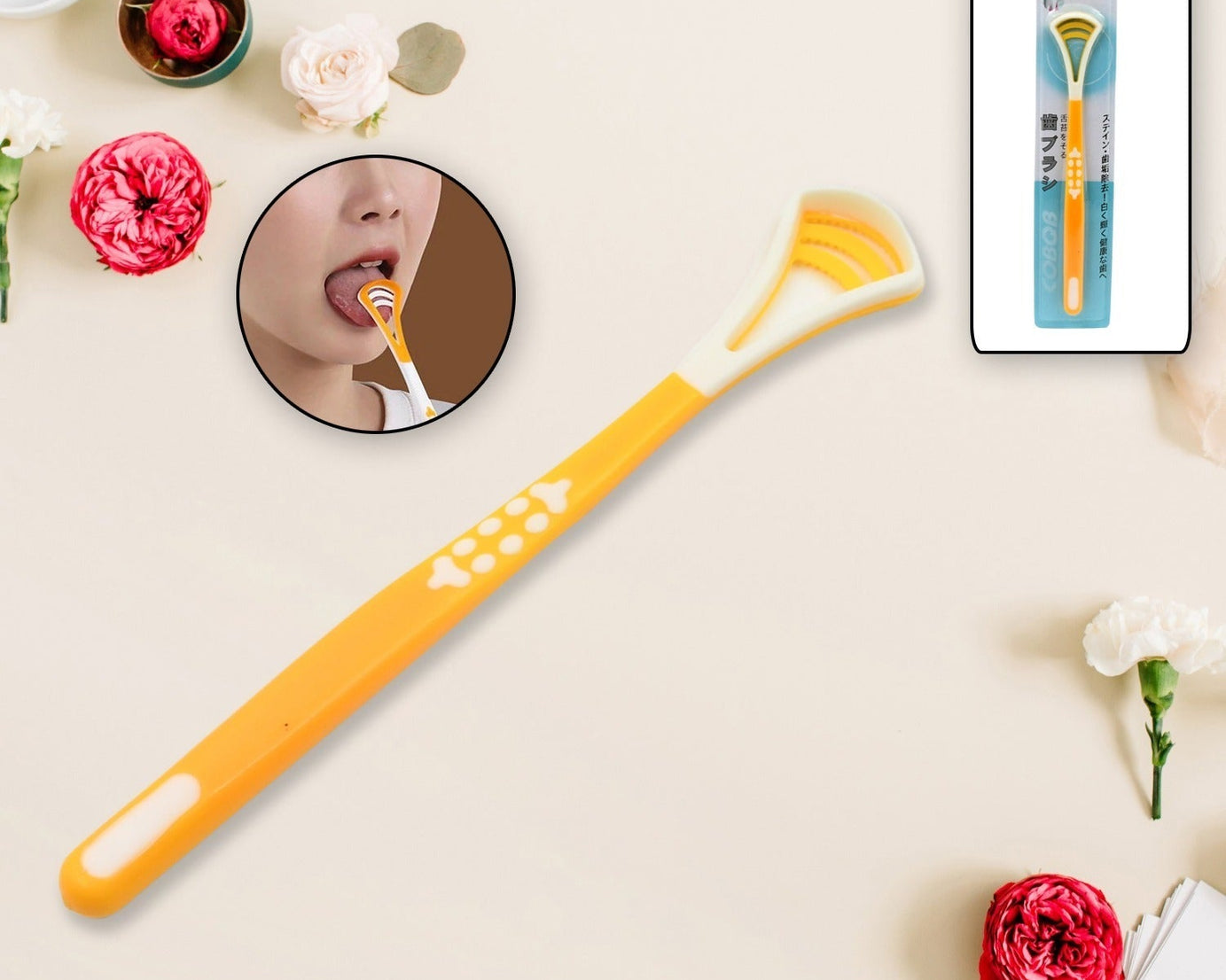 Tongue Scraper and Tongue Brush Great for Oral Care, Help Fights Bad Breath and Freshen The Breath, Tongue Cleaner for Adults and Kids, Easy to Use, Comfortable Safe and Anti-Slip Simple and Stylish Odor Removal (1 Pc)