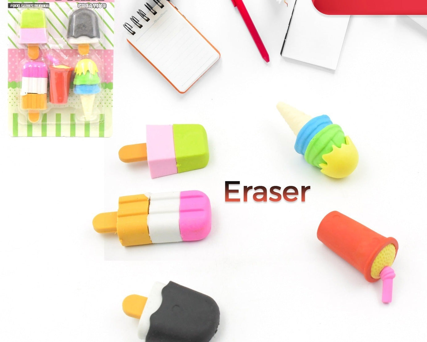 Mini Eraser Set for Kids (5 Pieces) - Fun Designs, Party Favors, School Prizes