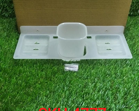 Full view of 4 in 1 plastic soap dish for bathroom and kitchen.
