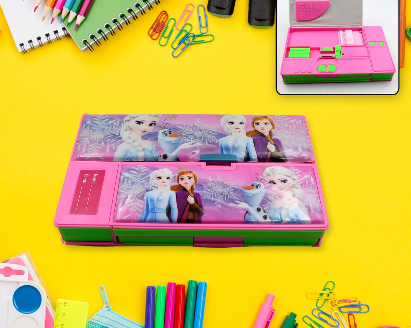 Multi Purpose Gadget Jumbo Pencil Box Compass With Calculator Jumbo 2 Side Slot Geometry Box Compass Use School , Traveling & Studio