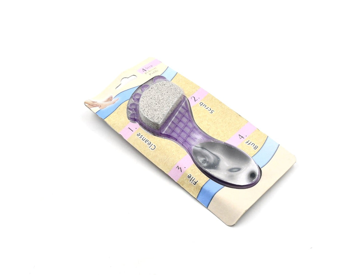 4 in 1 Pedicure Tool for Rough & Dry Feet Dual-Sided with Pumice Stone Soft Brush Steel Scrubber & Emery File Softens Hard Foot Corns & Calluses Cleanses & Smoothens Dull Feet