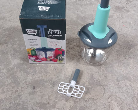 1100 ml 2 in 1 Push up Chopper with Blender affixed with 6 Sharp Blade | Vegetable and Fruit Cutter with Easy Push and chop Button