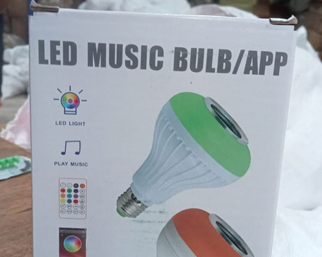 Bluetooth LED bulb with music sensor and adjustable lighting colors.