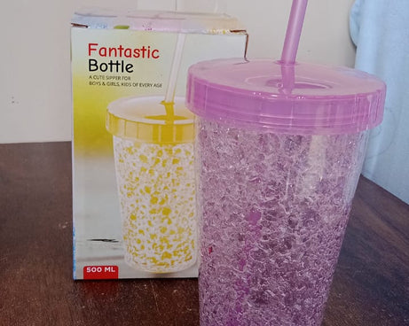 Plastic Reusable Sipper Tumbler with Lid and Straw (1 Pc / 500 ML / Mix Color / 1 Pc)