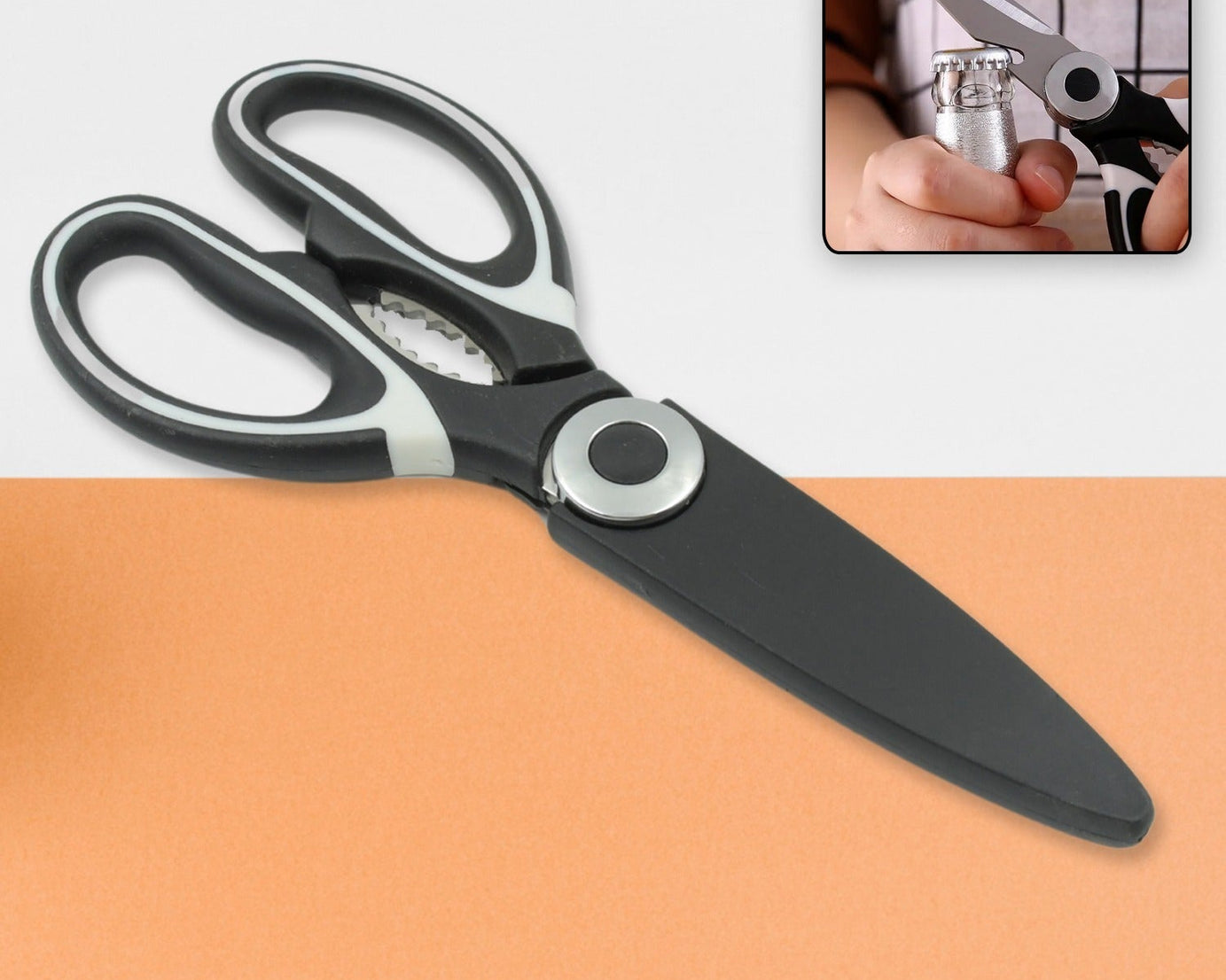 3 in1 Multi-Function Kitchen Household for Vegetables, Fruit, Cheese & Meat Slices with Bottle Opener Stainless Steel Sea Food Scissor (1 Pc )