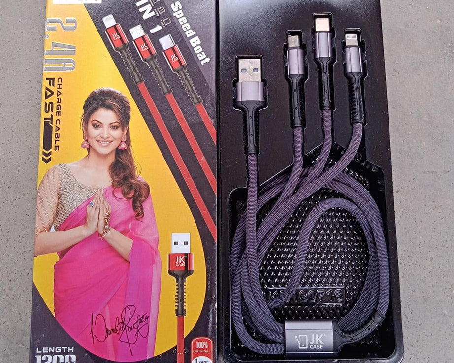 3 in 1 Multi Super Fast Charging Cable (1 Pc / 1200 MM)