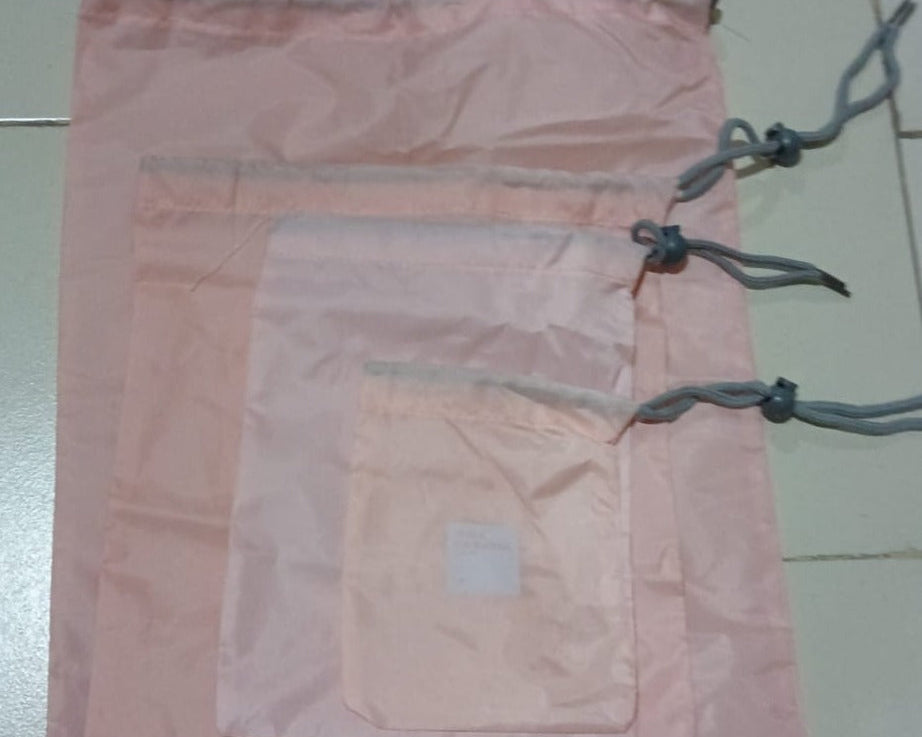 Travel Storage Bag Waterproof Nylon Drawstring Pouch Men and Women Folding Clothes Classified Organizers Packing Shoes Luggage Bags (4 Pc Set)