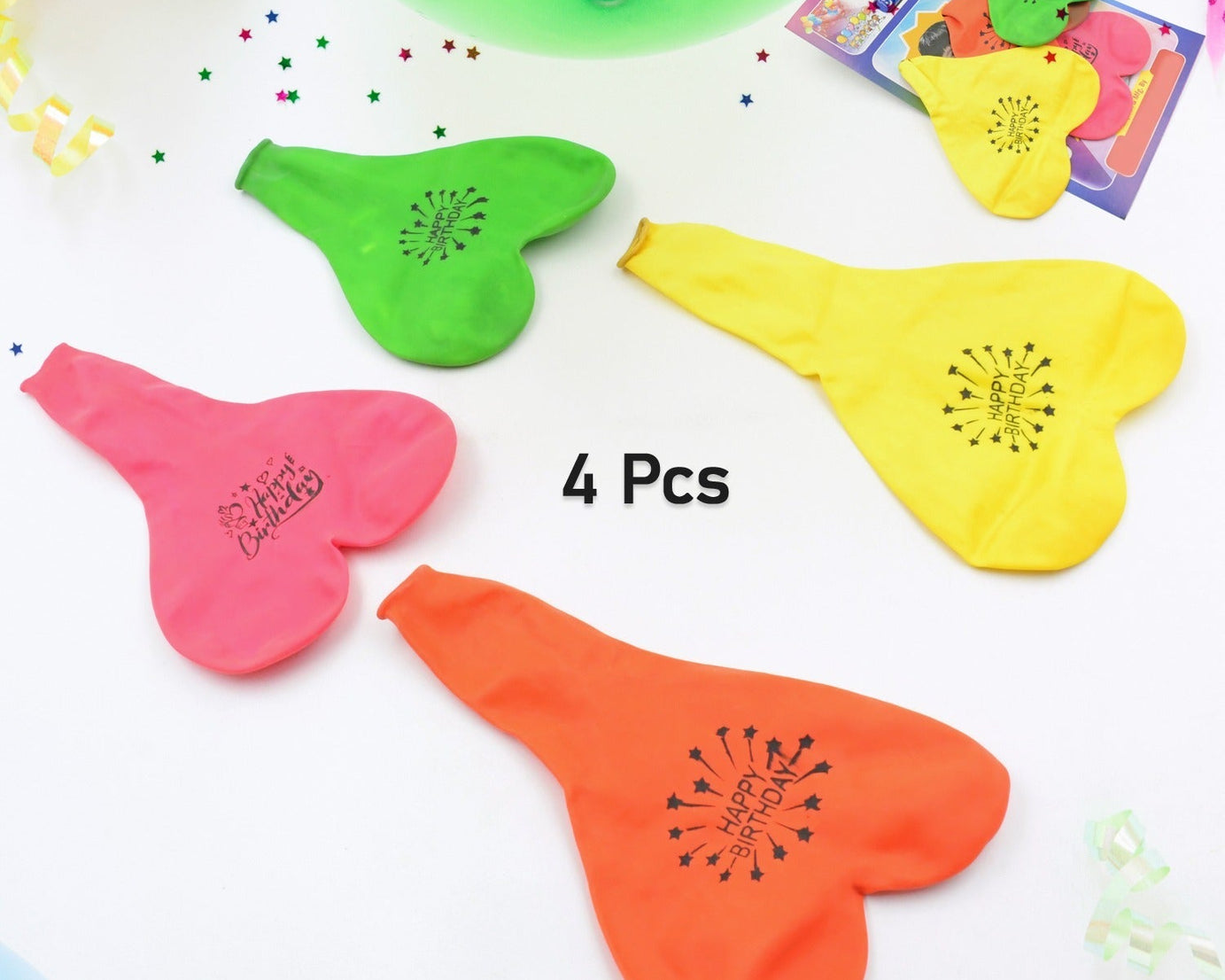 Heart shaped balloons Kinds of Rainbow Party Latex Balloons for Birthday / Anniversary / Valentine's / Wedding / Engagement Party Decoration Multicolor (4 Pcs Set)