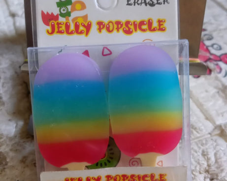 Jelly Popsicle Shape Fancy &amp; Stylish Erasers, Mini Eraser Creative Cute Novelty Eraser for Children Eraser Set for Return Gift, Birthday Party, School Prize (2 Pc Set| Mix Design)