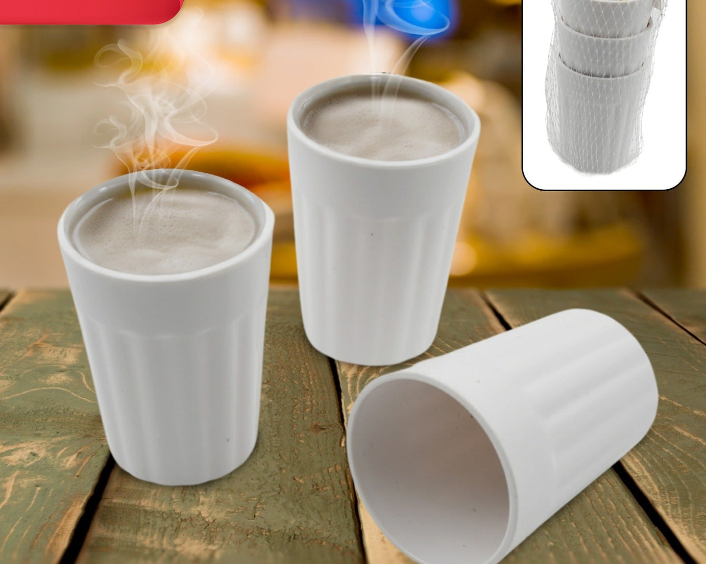 Small Plastic Coffee / Tea Cups Reusable Plastic Cup Mug Lightweight Microwavable Dishwasher Safe Unbreakable Camping Coffee Mugs for Tea Milk Water Juice Tea (3 Pcs Set)