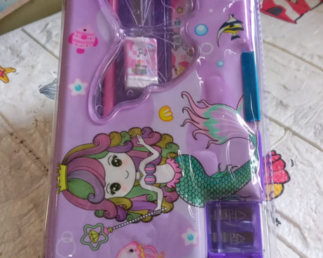 Printed Pencil Case for Kids (1 Pc): Multi-Compartment, Compass Box