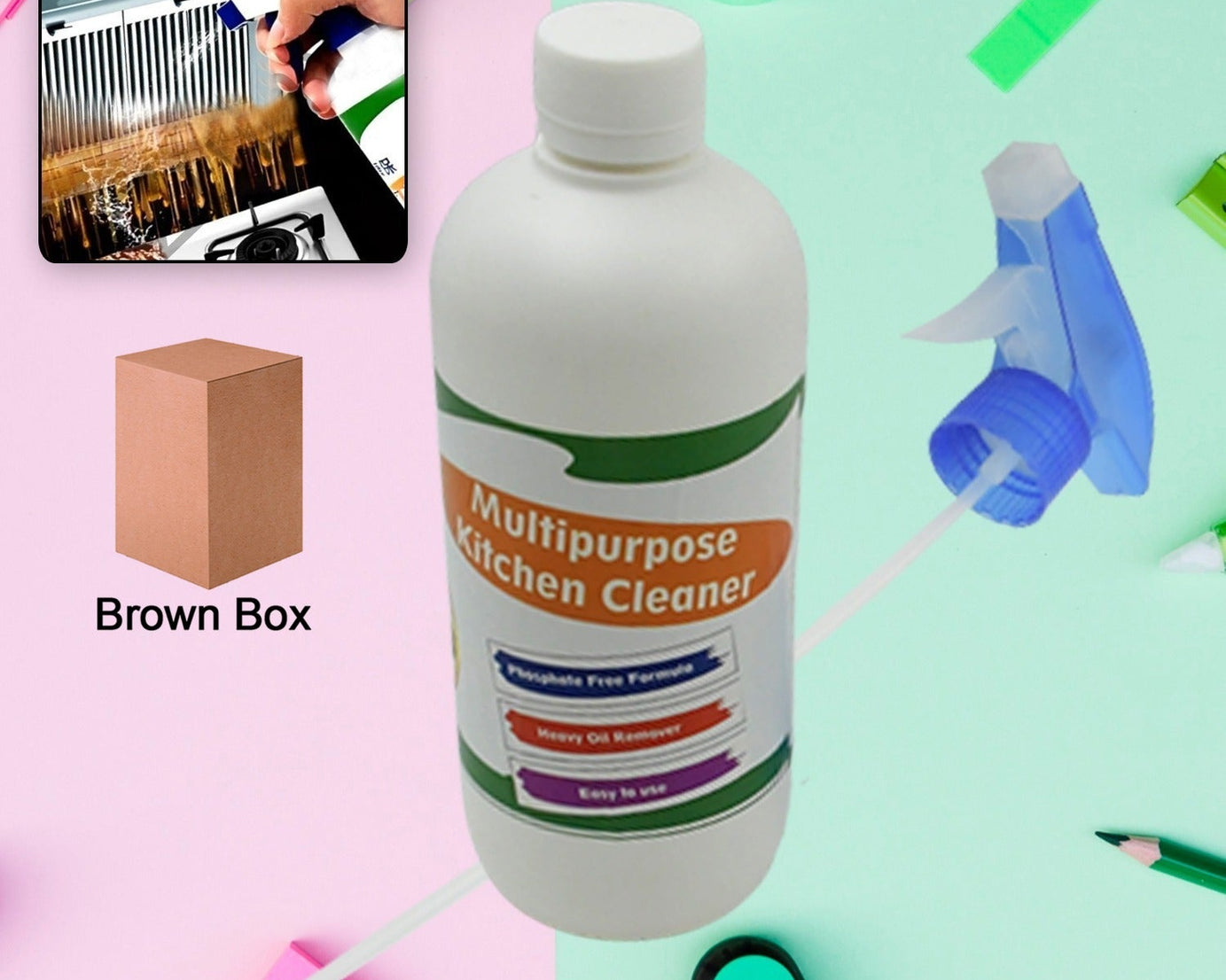 Kitchen Cleaner Spray Oil & Grease Stain Remover Stove & Chimney Cleaner Spray Non-Flammable Nontoxic Magic Degreaser Spray for Kitchen Gas Stove Cleaning Spray (Approx 500ML)