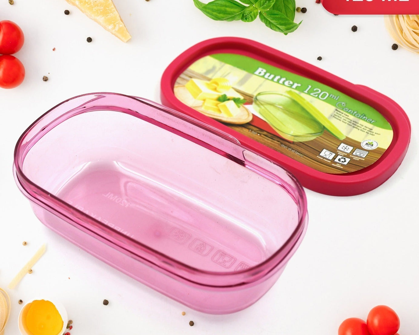 Butter Container, PP Butter Storage Box Easy to Take Portable Large Capacity for Kitchen for Home for Cheese for Butter (120 ML)