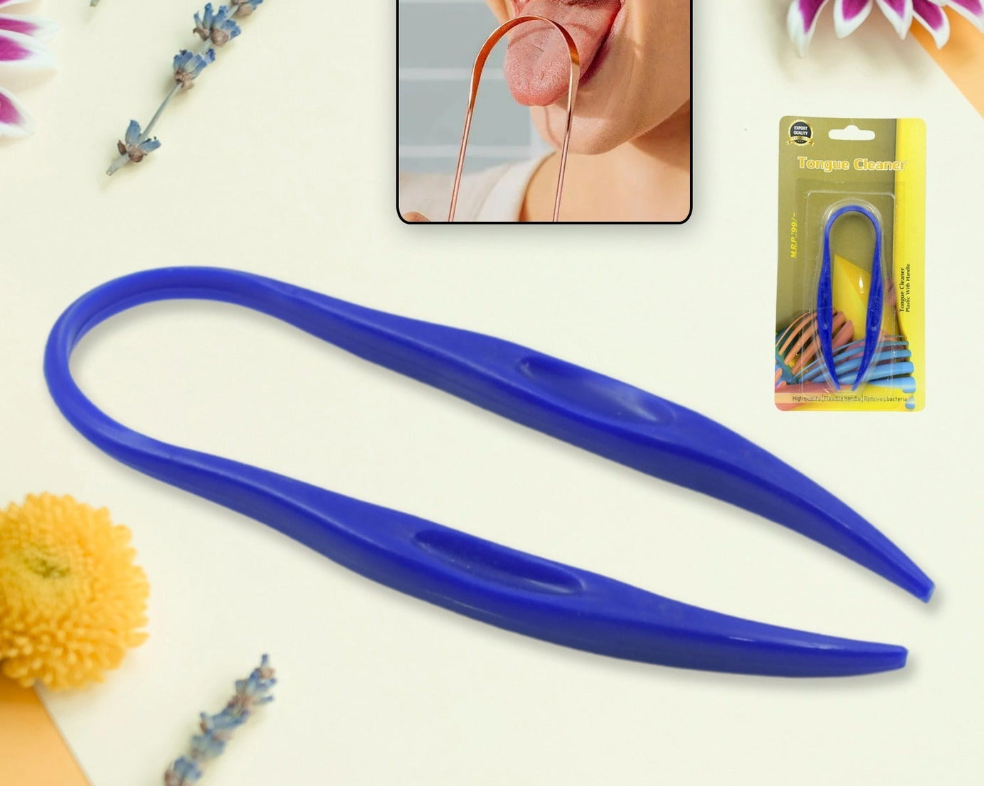 Plastic Tongue Cleaner For Kids & Adults | Tongue Scraper For Bad Breath, Maintain Oral Hygiene for Daily Use | for Fresh Breath & Bacteria Removal | Improved Taste Plastic With Handle Tongue Cleaner (1 Pc )