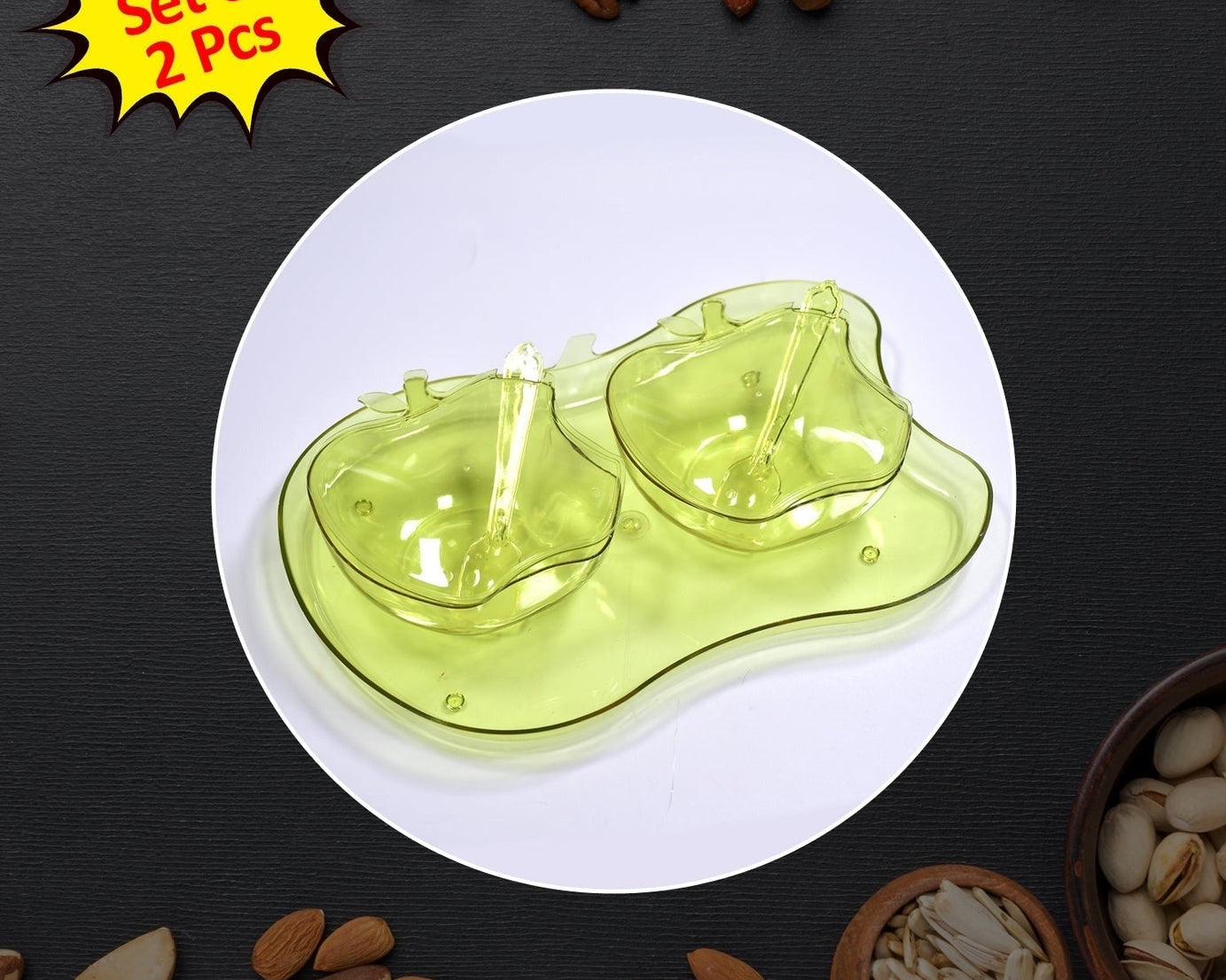 Two-piece apple shape serving set with bowl and spoon