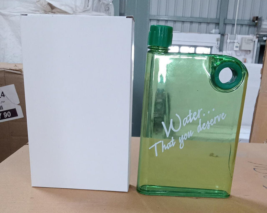 transparent green color slim water bottle