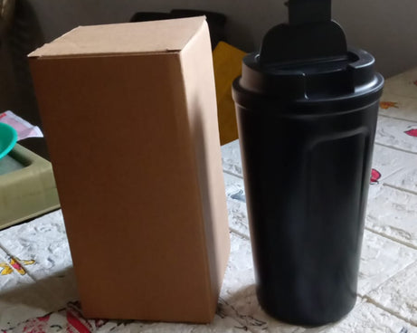 12512 Inside Stainless Steel & Outside Plastic Vacuum Insulated  Insulated Coffee Cups Double Walled Travel Mug, Car Coffee Mug with Leak Proof Lid Reusable Thermal Cup for Hot Cold Drinks Coffee, Tea (1 Pc)