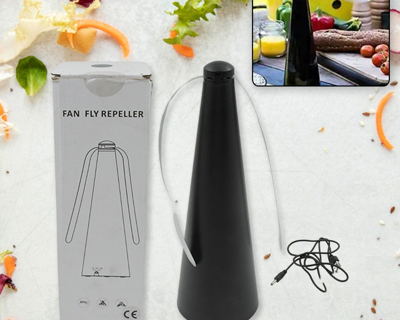 8416 Fly Protection Fan, Fly Repellent Fan, Non-Chemical Best Solution Flies Portable Fly Protection Fan, Battery and USB Operated Table Top, Insect Fly Fan for Indoor and Outdoor Use (Battery Not Included)