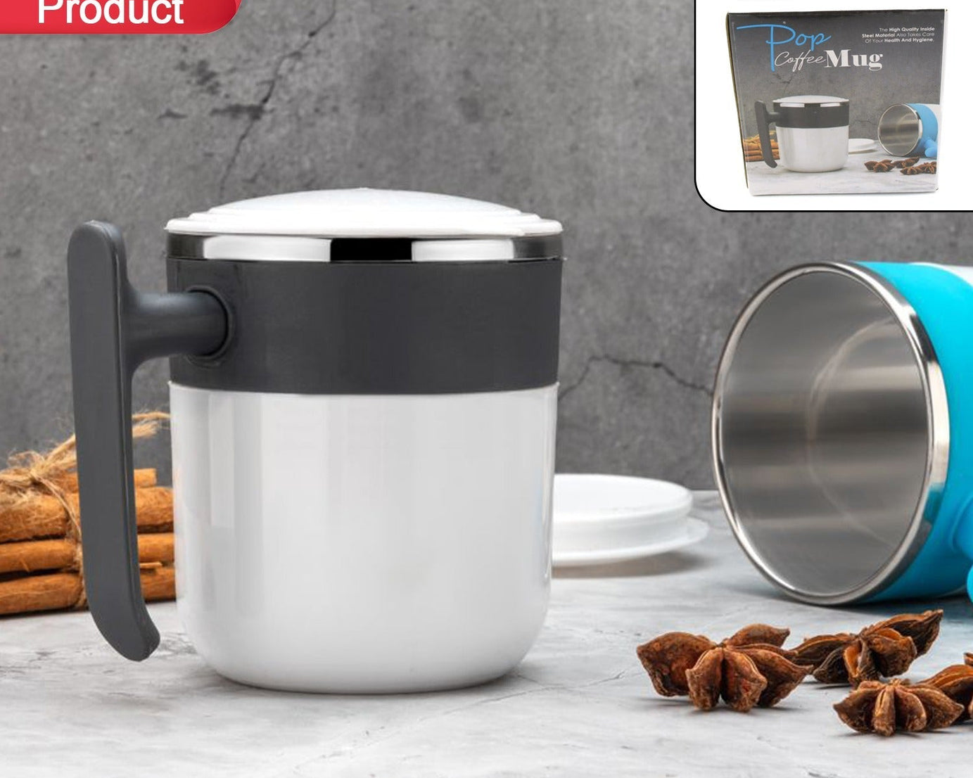 Stainless Steel Lid Cover Hot Coffee/Tea Mug Hot Insulated Double Wall Stainless Steel, Coffee and Milk Cup with Lid - Coffee Cup (1 Pc )