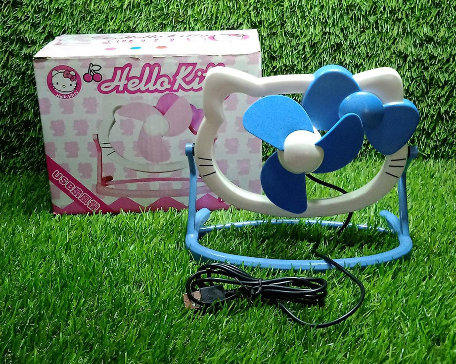 HELLO KITTY CARTOON FAN CUTE BRIGHT COLOR DESKTOP OFFICE USB MINI FAN PERSONAL DESKTOP FAN (Battery Not Include)