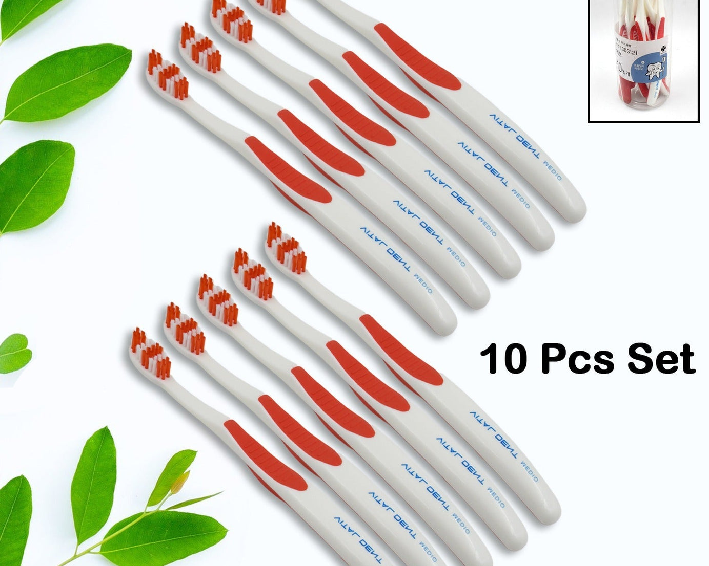 Soft Toothbrush With Plastic Round Box for Men and Women, Kids, Adults Plastic Toothbrush (10 pcs Set)