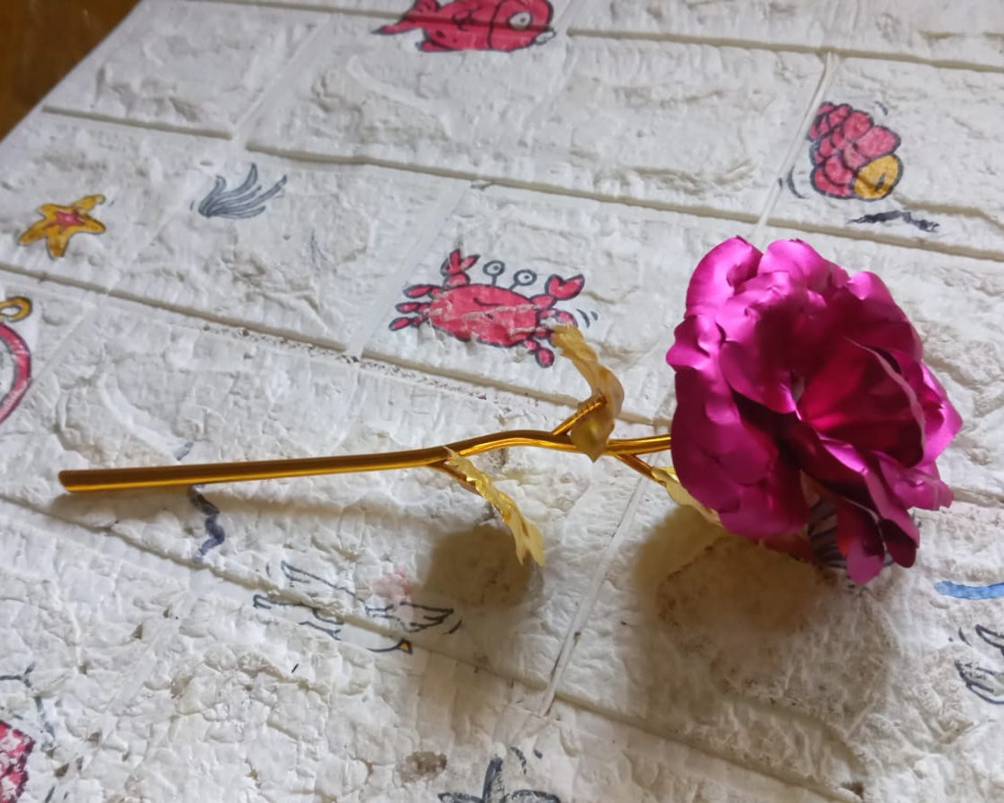 0898 Gold Rose Artificial Rose Flower With Gift Box, Plastic Flowers Best Gifts for Friend Girl Wife Women, Golden Rose Gift for Valentine's Day, Mother's Day, Anniversary, Birthday, Wedding, Gold (1 Pc)