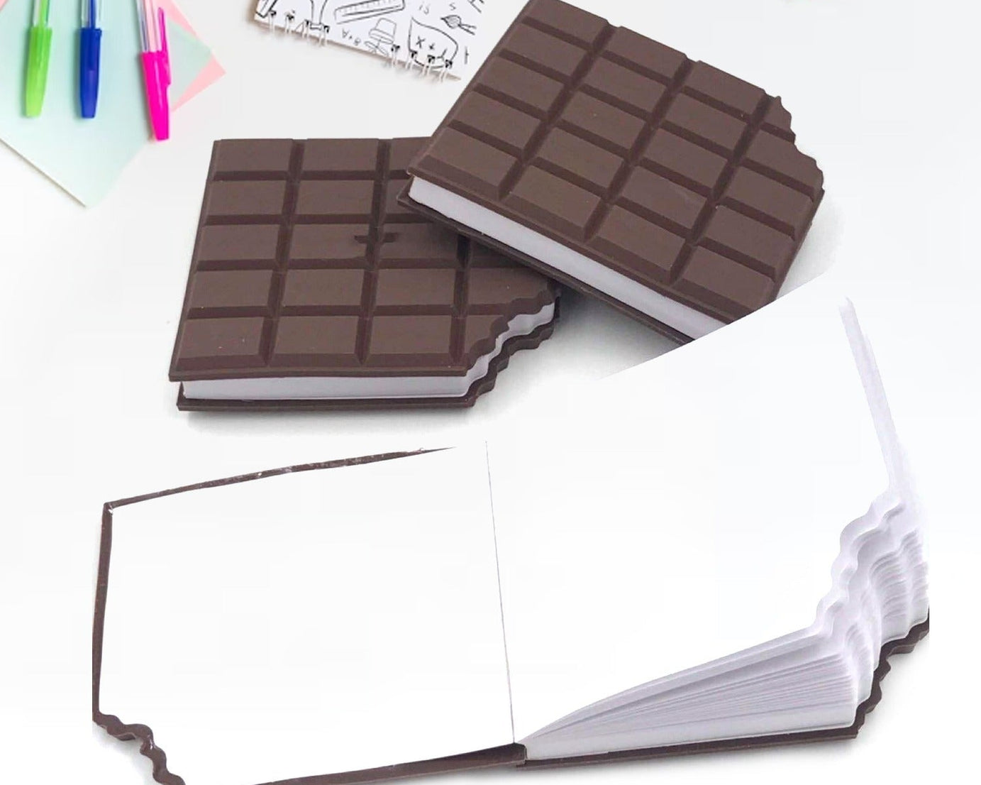 Small Chocolate Scented Diary Memo Notebook in Rectangular Chocolate Bite Shape with Original Chocolate Smell Personal Pocket Diary, Dairy book with Plain Pages for Kids