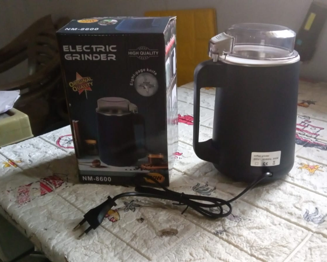 Electric Coffee Powder Grinding Machine, Stainless Steel Electric Spice Grinder Fine Powder, Multifunctional Powder Grinder for Kitchen, Coffee Grinder Machine for Home (300 Watt)