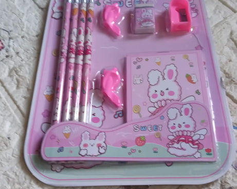 Kids' Stationery Kit: Wooden Pencils, Sharpener, Eraser, Diary (9 Pc Set)