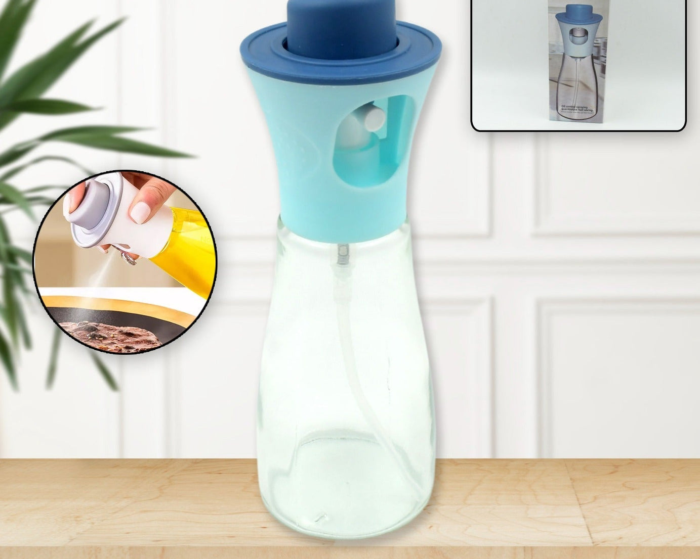 Oil Dispenser Bottle, Oil and Vinegar Cruet, Oil Sprayer Dispenser, Olive Oil Dispenser 200 ml Mist Oil Spray Bottle for Cooking with Plastic