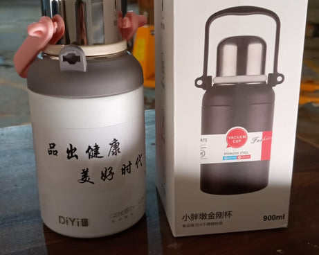 Stainless Steel Vacuum Insulated Water Bottle / Cup | Leak Proof Flask for Tea Coffee | Reusable Water Bottle with Hanging Strap | Bottle for Hot & Cold Drinks Wide Mouth Water Flask (900 ML / Mix Color)