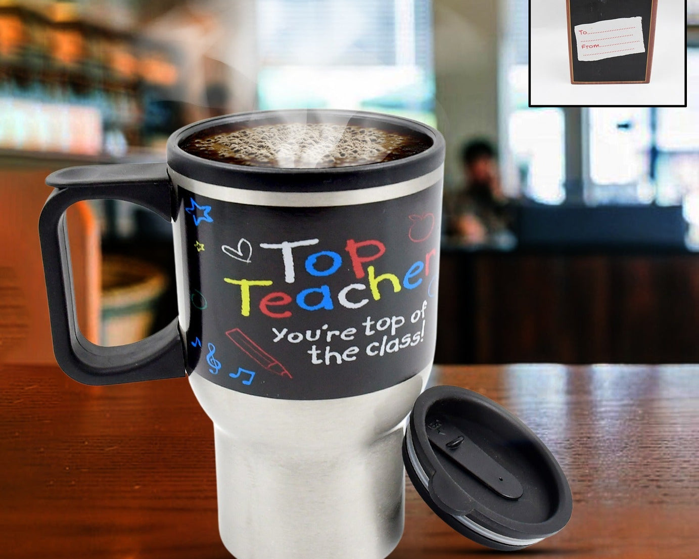 Stainless Steel Vacuum Glass Insulated Glass Coffee Cups Double Walled Travel Mug, Car Coffee Mug (With Lid & Handle)