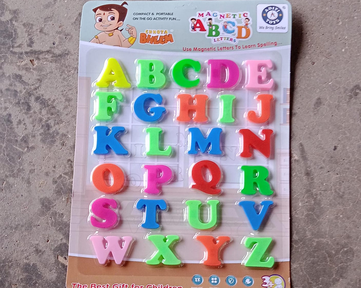 Magnetic letters in a storage container