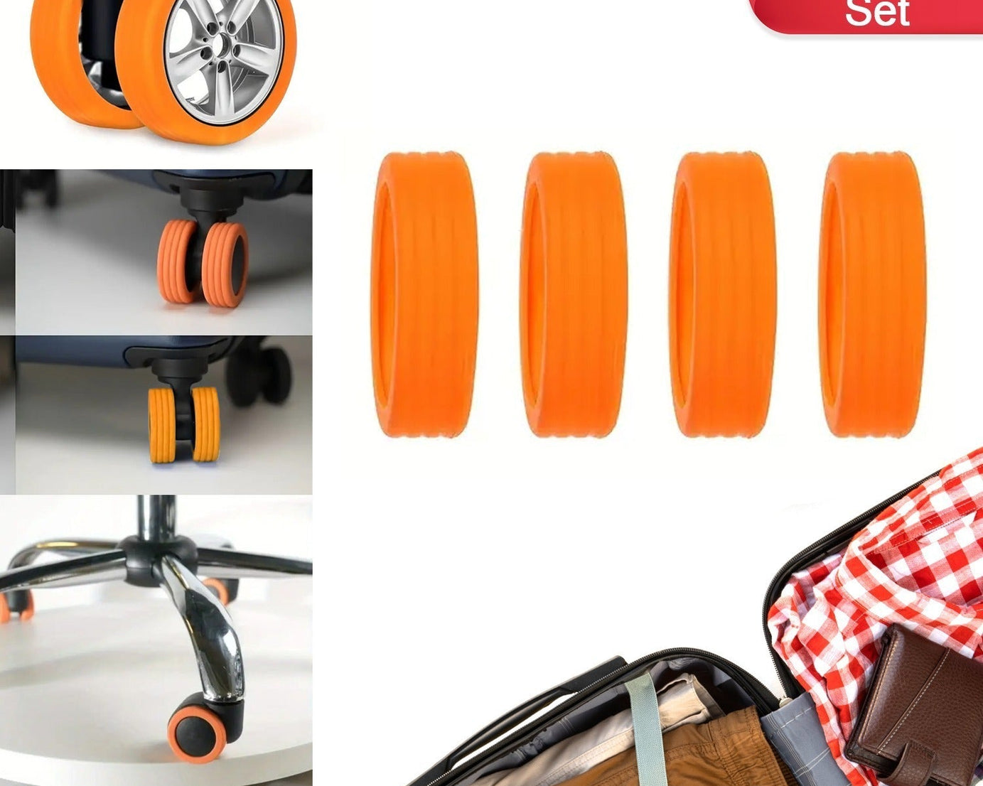 Luggage Wheel Covers, 4 Pcs Luggage Wheel Covers For Suitcase, Reduce Noise For Travel Luggage Suitcase, Silicone Suitcase Wheels Cover, For Protect Suitcase Wheels (4 Pc Set)