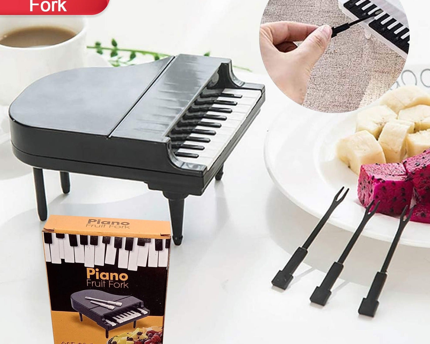 5538 10Pcs/Lot Creative Piano Fruit Forks Set Food Sticks for Dessert Fruit Snack Picking Kitchen Dining Tools (10 Pc Set)