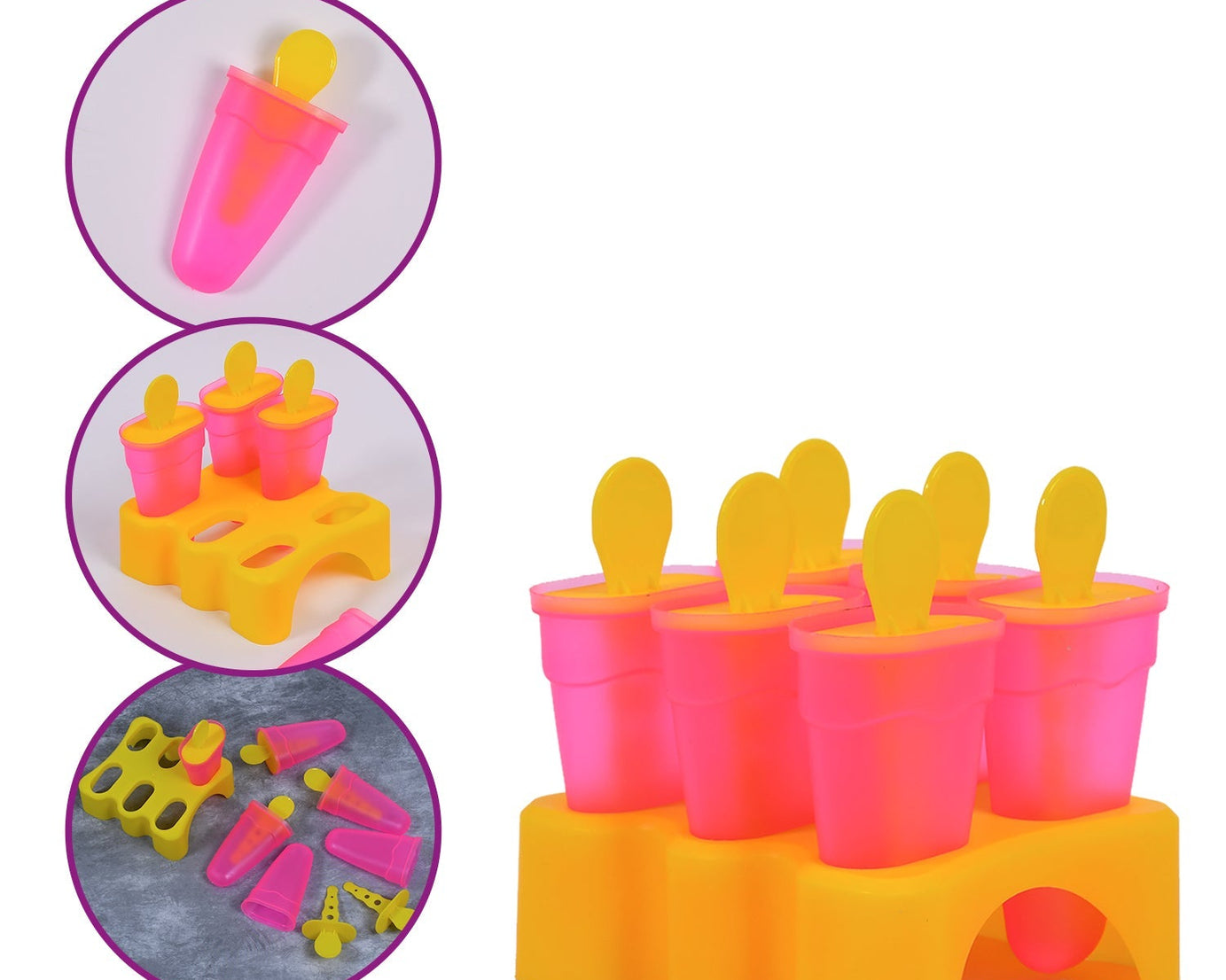 Set of plastic kulfi moulds with handles