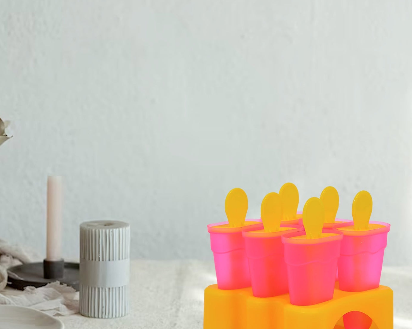 Plastic kulfi mould set with 6 pieces for homemade desserts