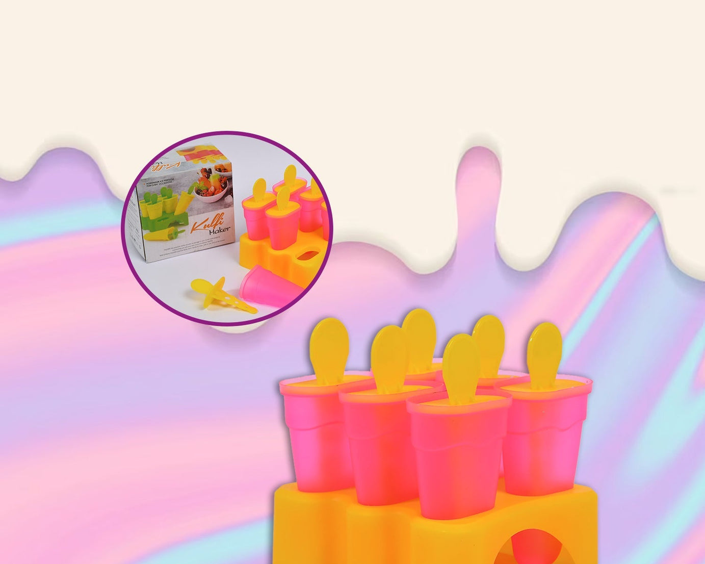 Six-piece kulfi maker moulds set for freezer