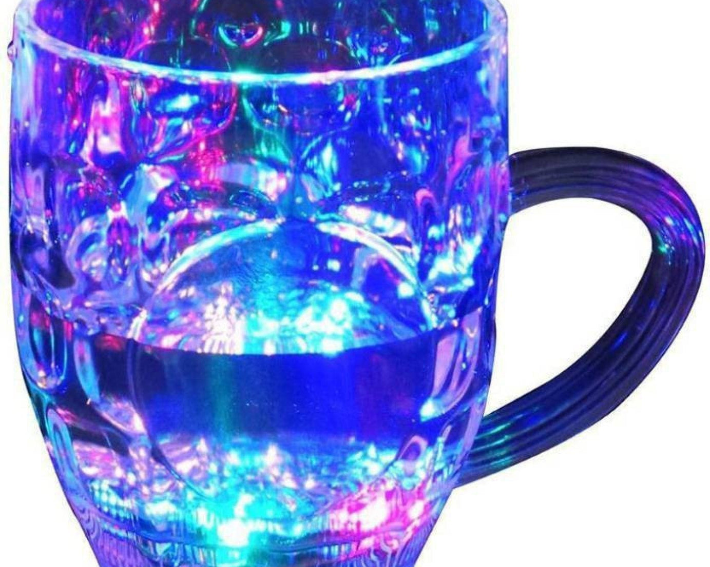 LED glass cup with rainbow color-changing light.