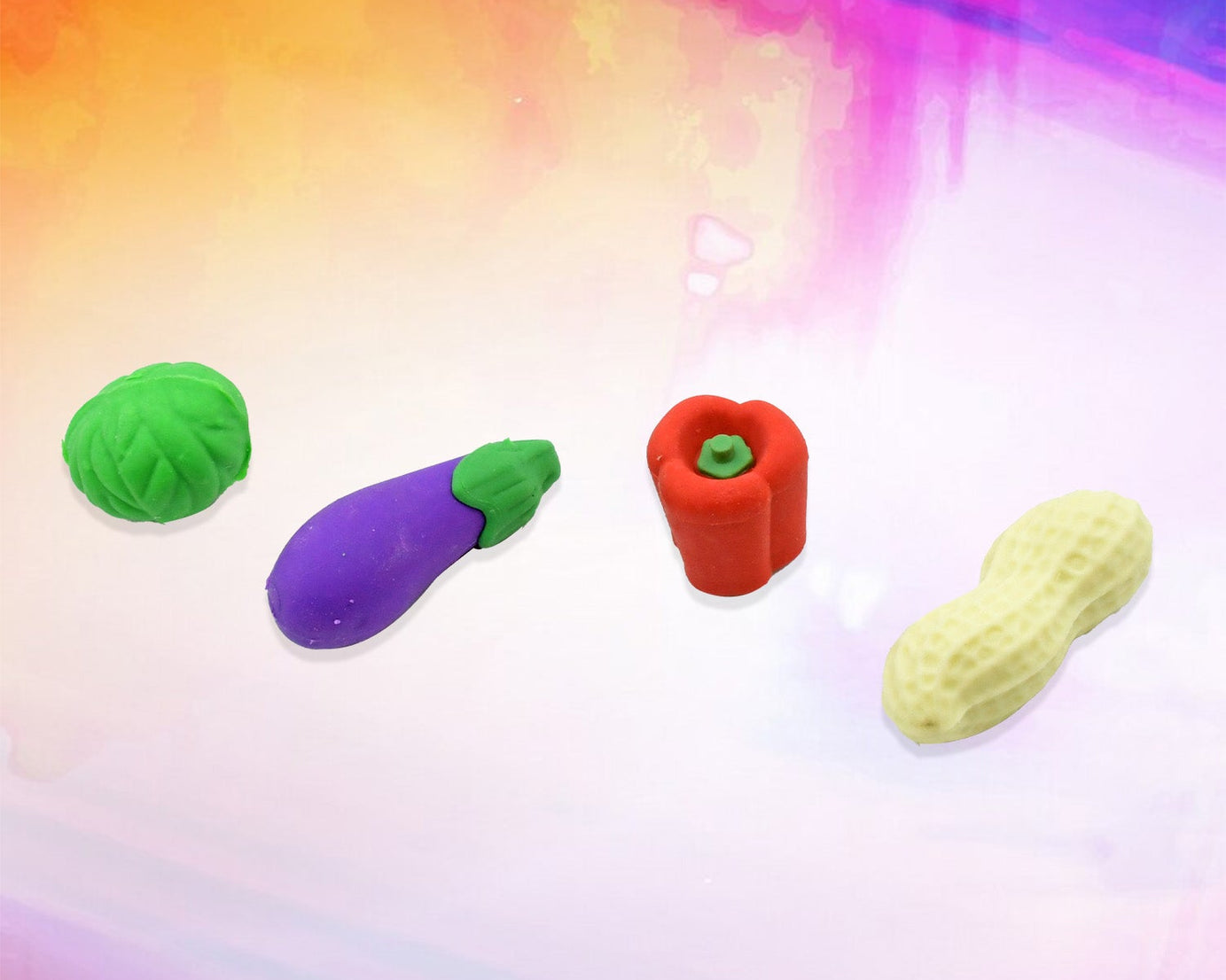 Mini Cute Vegetable & Fruit Erasers (4 Pc): Pencil Rubbers for Kids