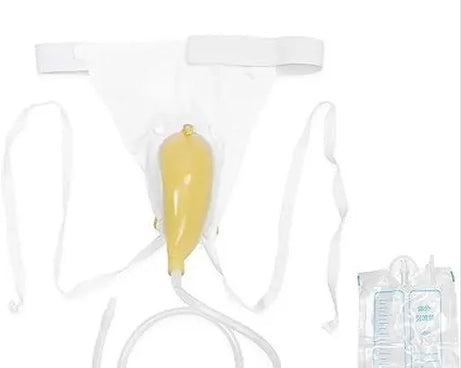Urinal for Men - Reusable Silicone Urine Collection Bag - Portable Wearable Male Urinary Drainage Bag System for Adults (White, 1000ml Capacity)
