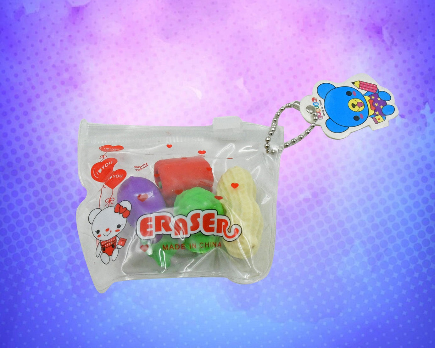 Mini Cute Vegetable & Fruit Erasers (4 Pc): Pencil Rubbers for Kids