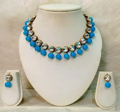 Trendy Alloy & Kundan Beads Necklace Set