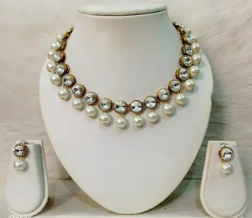 Trendy Alloy & Kundan Beads Necklace Set
