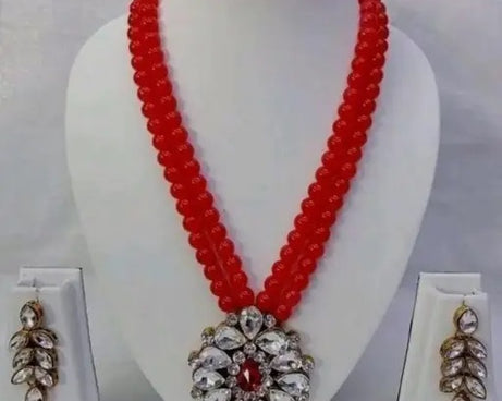 Elegant Gold Plated Necklace and Earrings Set with Cubic Zirconia and American Diamonds