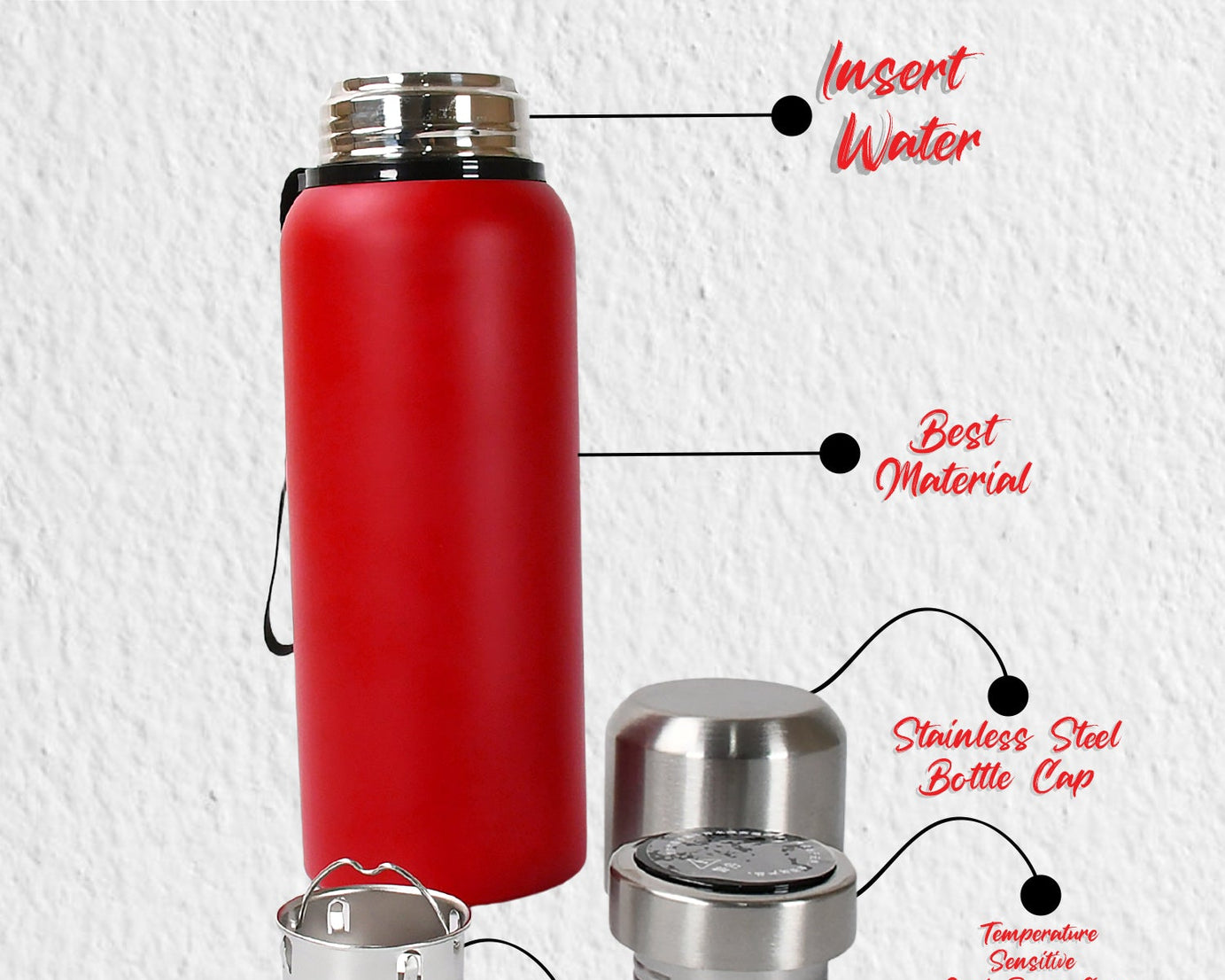 Stainless Steel Water Bottle, Fridge Water Bottle, Stainless Steel Water Bottle Leak Proof, Rust Proof, Cold & Hot Thermos steel Bottle| Leak Proof | Office Bottle | Gym | Home | Kitchen | Hiking | Trekking | Travel Bottle (Approx 600ML)