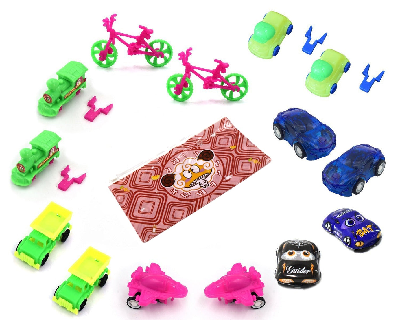 Friction-powered toy vehicles set, colorful combo pack