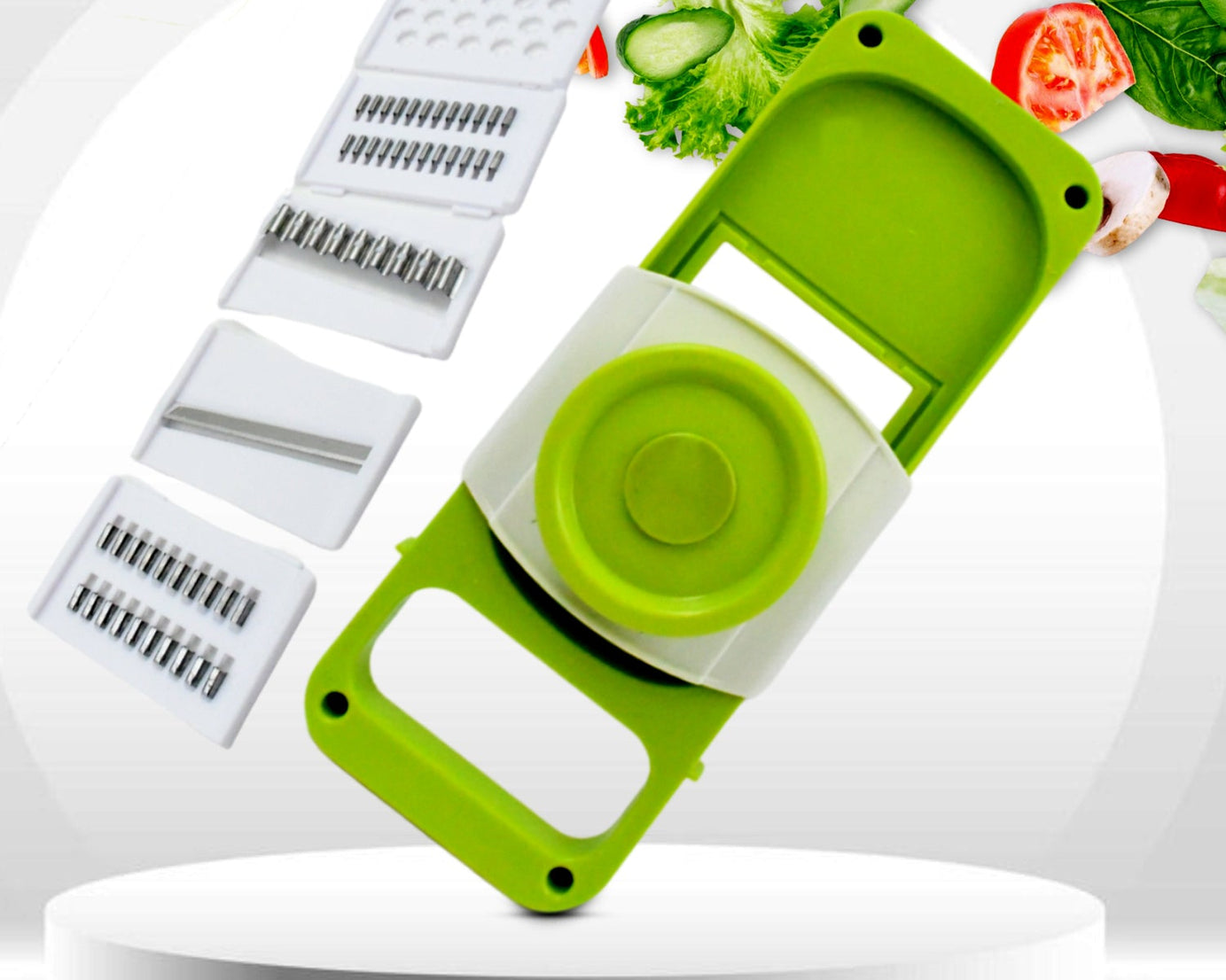 5842 Slicer for Kitchen 5 in 1 Foldable Vegetable Slicer Blade Potato Cutter, Veggie Slicer, Onion Slicer, Julienne Grater with Protective Guards, Stainless Steel Blade