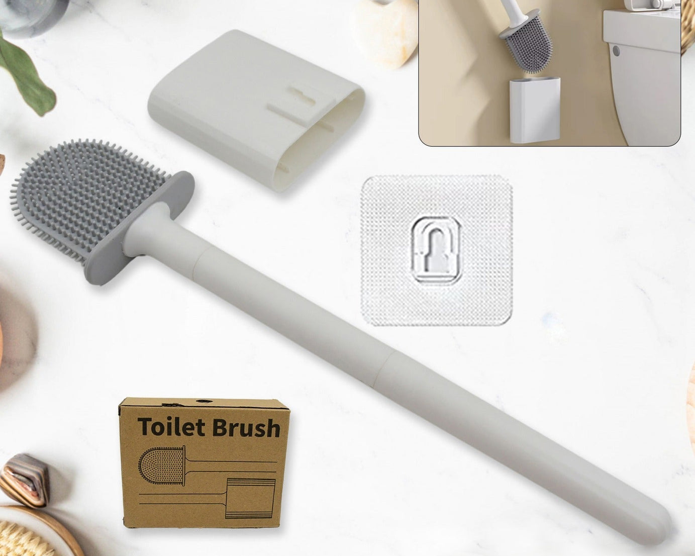 Portable Silicone Toilet Brush with Holder Flex Toilet Brush - Wall Mounted Anti-drip Set Toilet Cleaner Brush | Non-Slip Long Handle Toilet Brush Pack of 1