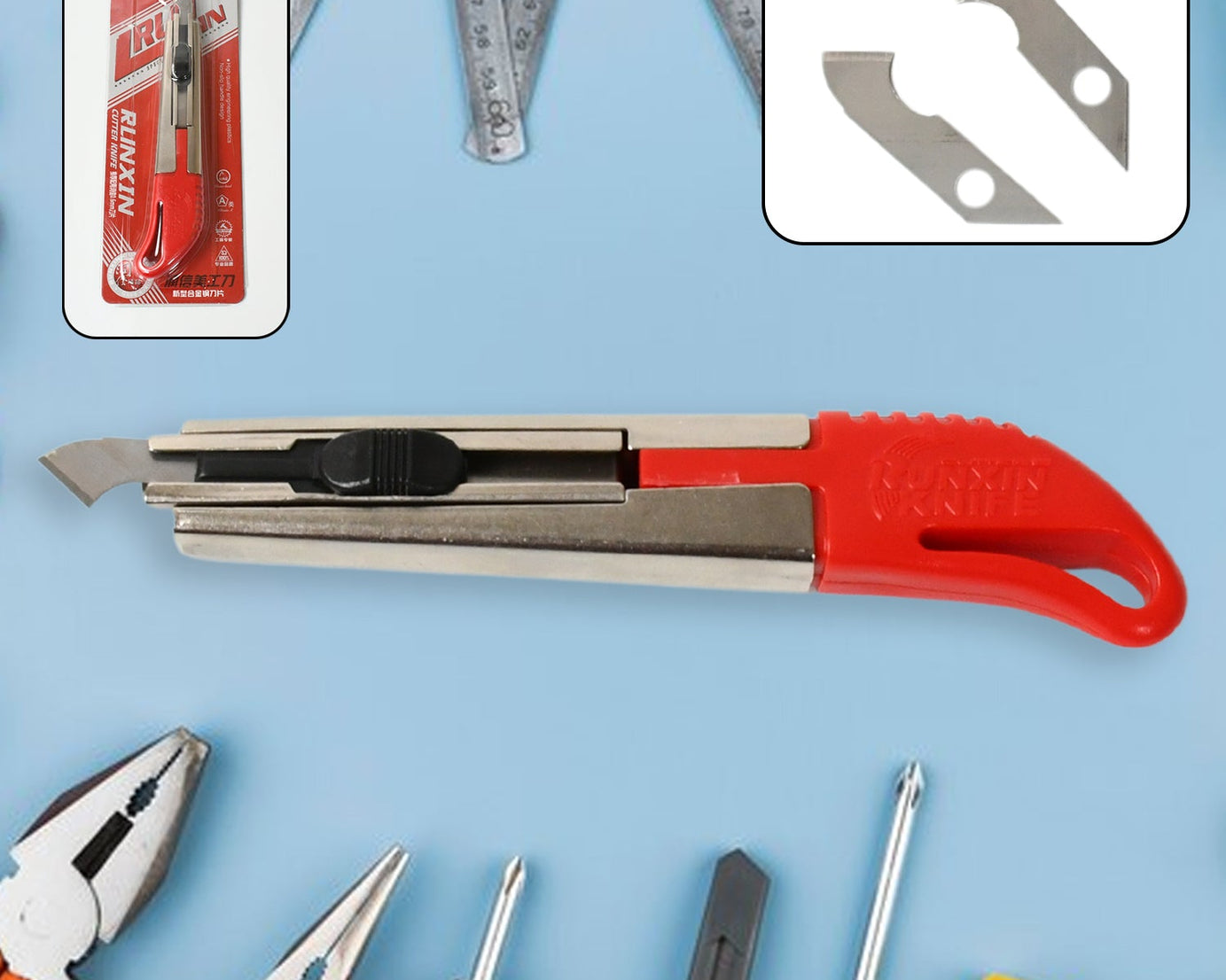 Plastic cutter with precision knife and plastic cutting blade